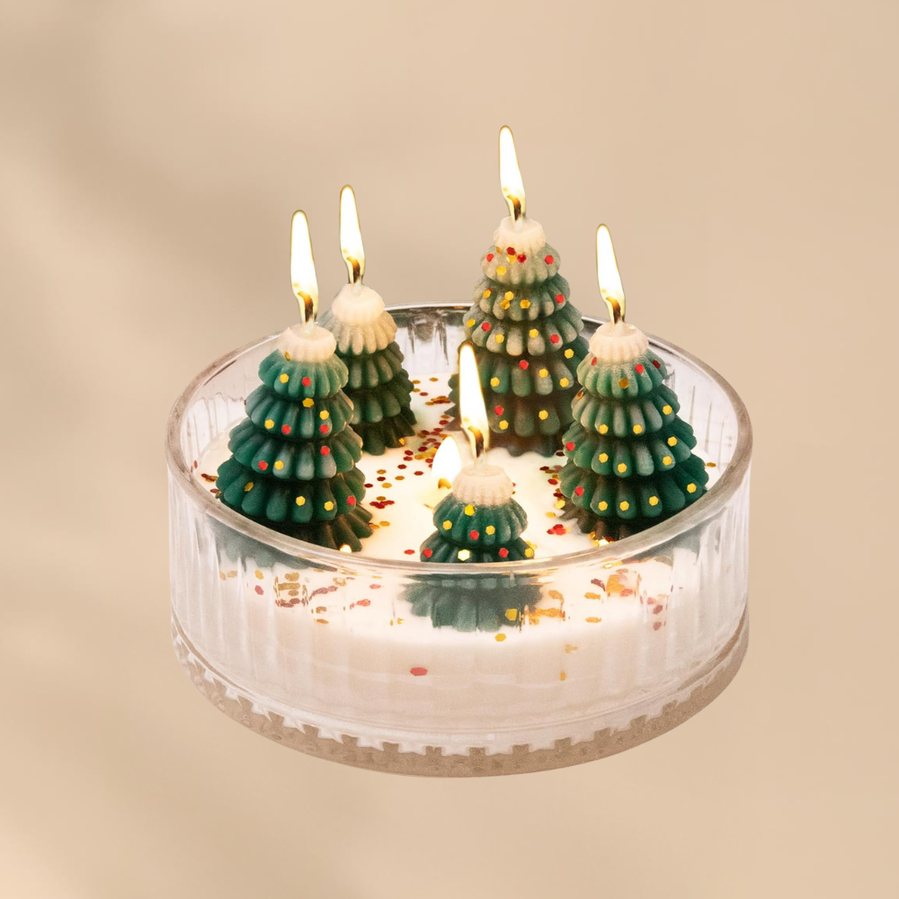 Christmas Tree Candle Bowl Holiday Home Decor Cozy Aromatic Gift