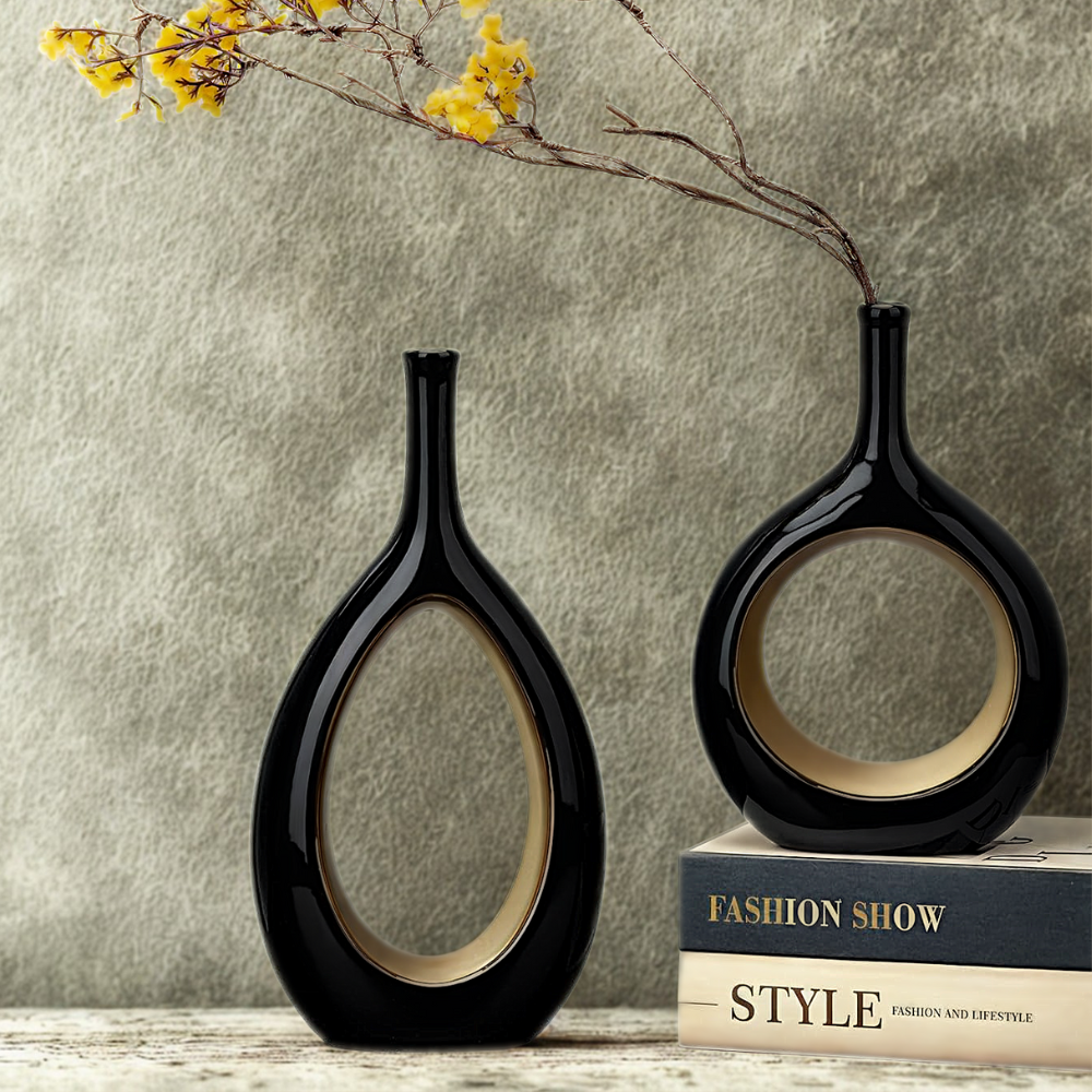 Modern Minimalist Ceramic Vases Cozy Home Accent Living Room Decor Set
