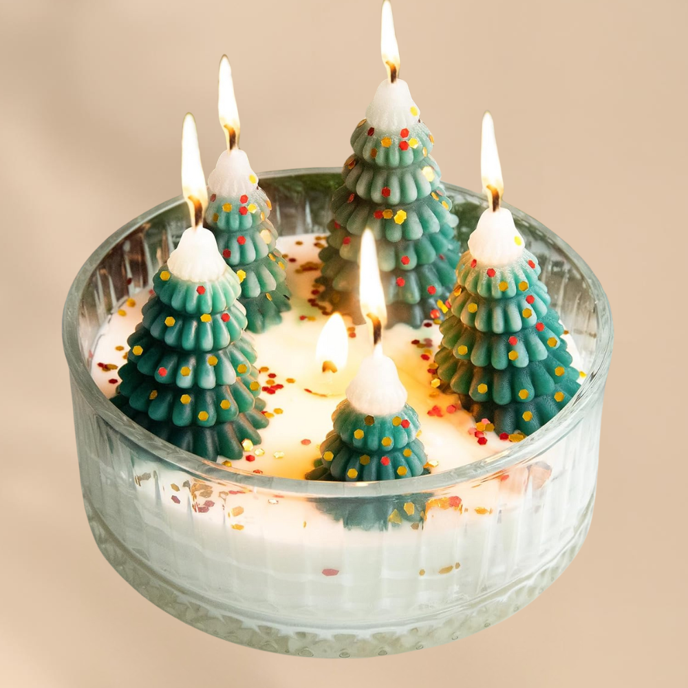 Christmas Tree Candle Bowl Holiday Home Decor Cozy Aromatic Gift