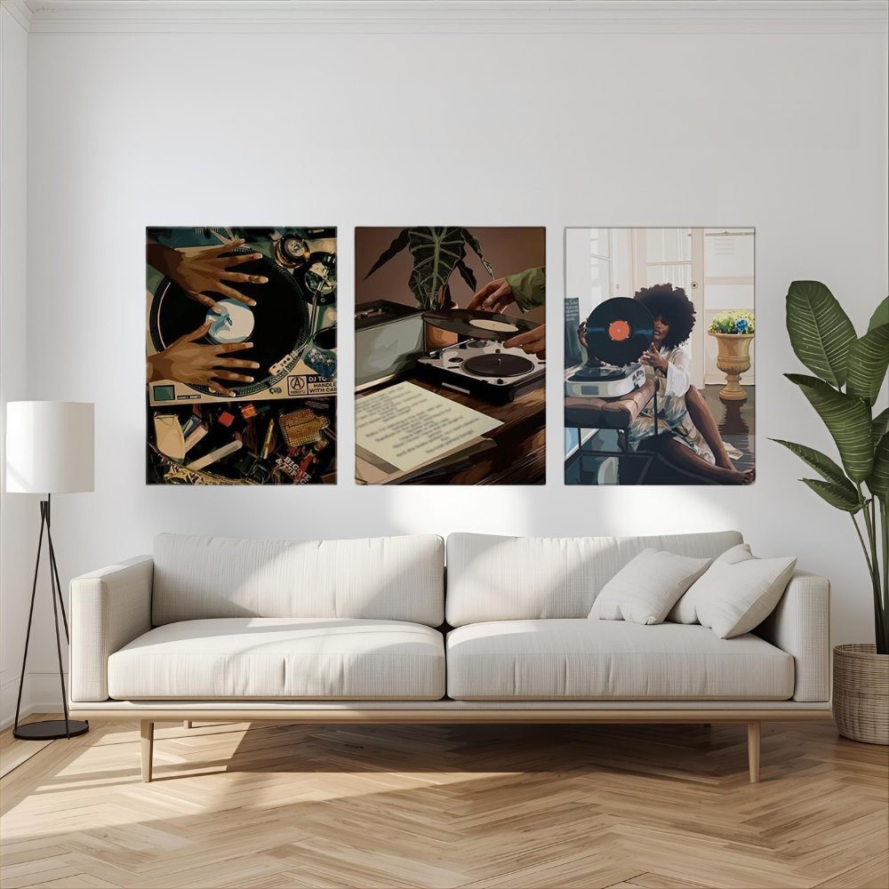 Retro Vinyl Record Wall Art Set Cozy Music Lover Home Decor For Chill Evenings