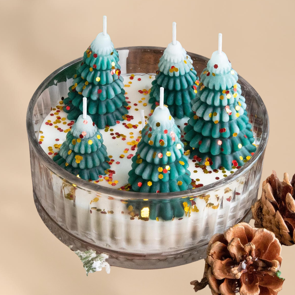 Christmas Tree Candle Bowl Holiday Home Decor Cozy Aromatic Gift