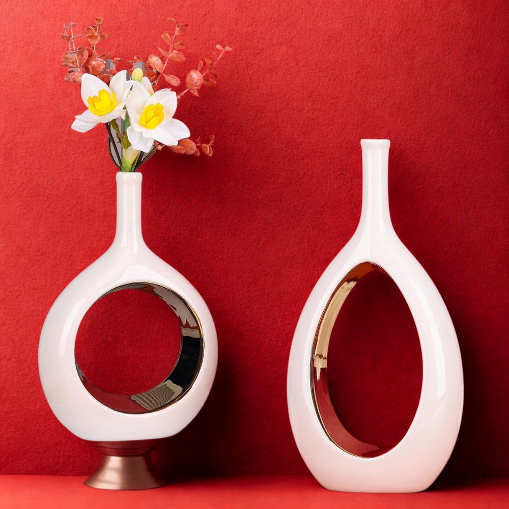 Modern Minimalist Ceramic Vases Cozy Home Accent Living Room Decor Set