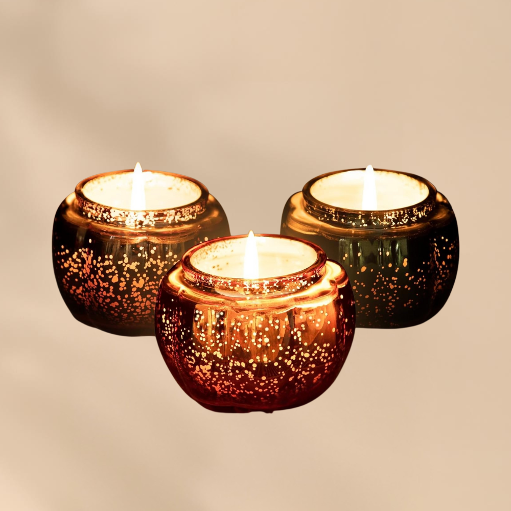Pumpkin Glass Candle Set Fall Home Decor Cozy Autumn Scented Gift