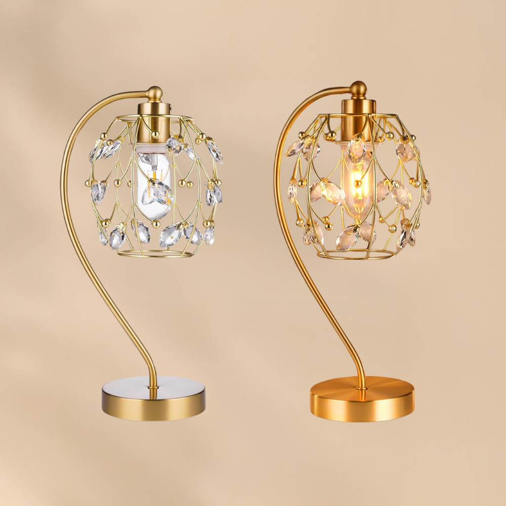 Golden Crystal Leaf Lamp Cozy Bedroom Light For Warm Calm Evenings Home Decor