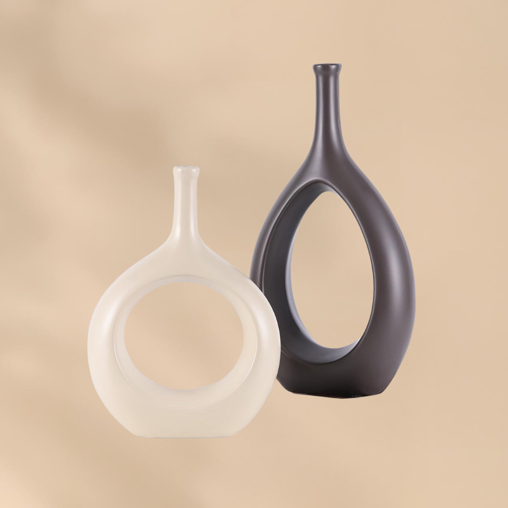 Modern Minimalist Ceramic Vases Cozy Home Accent Living Room Decor Set