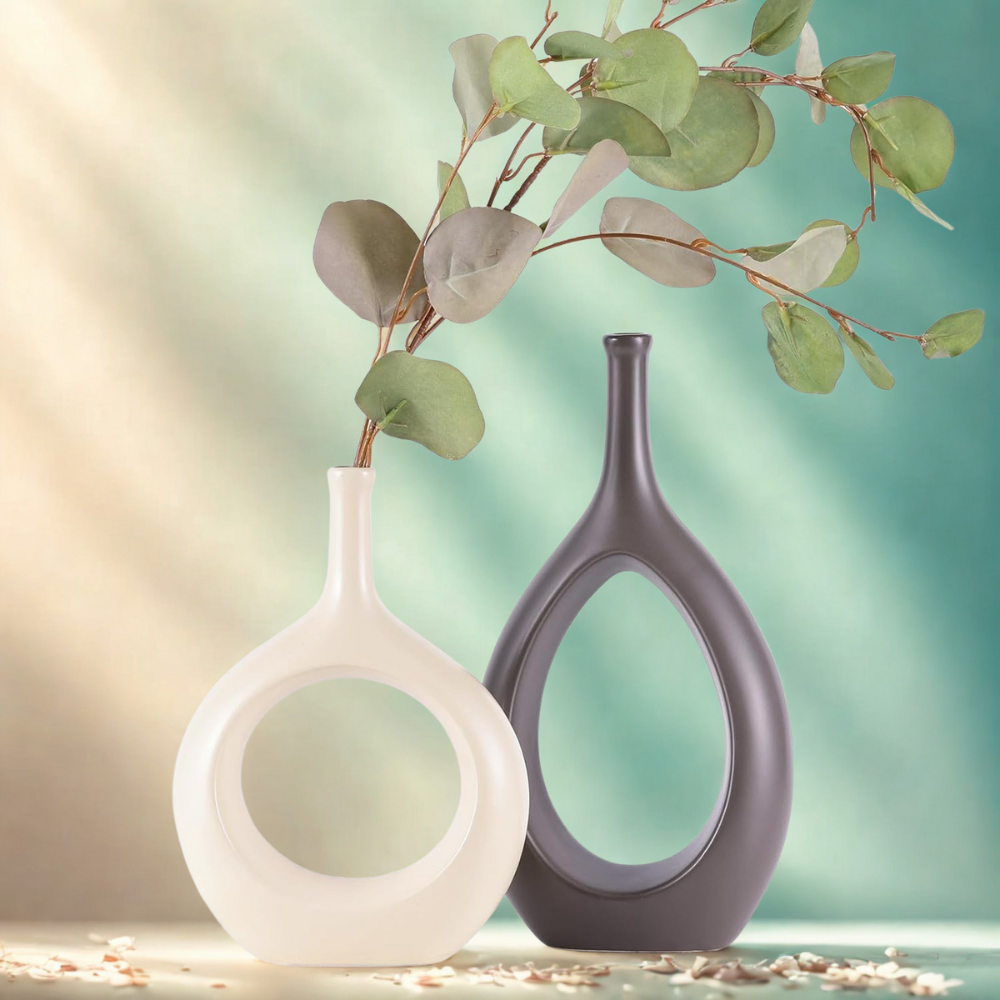 Modern Minimalist Ceramic Vases Cozy Home Accent Living Room Decor Set