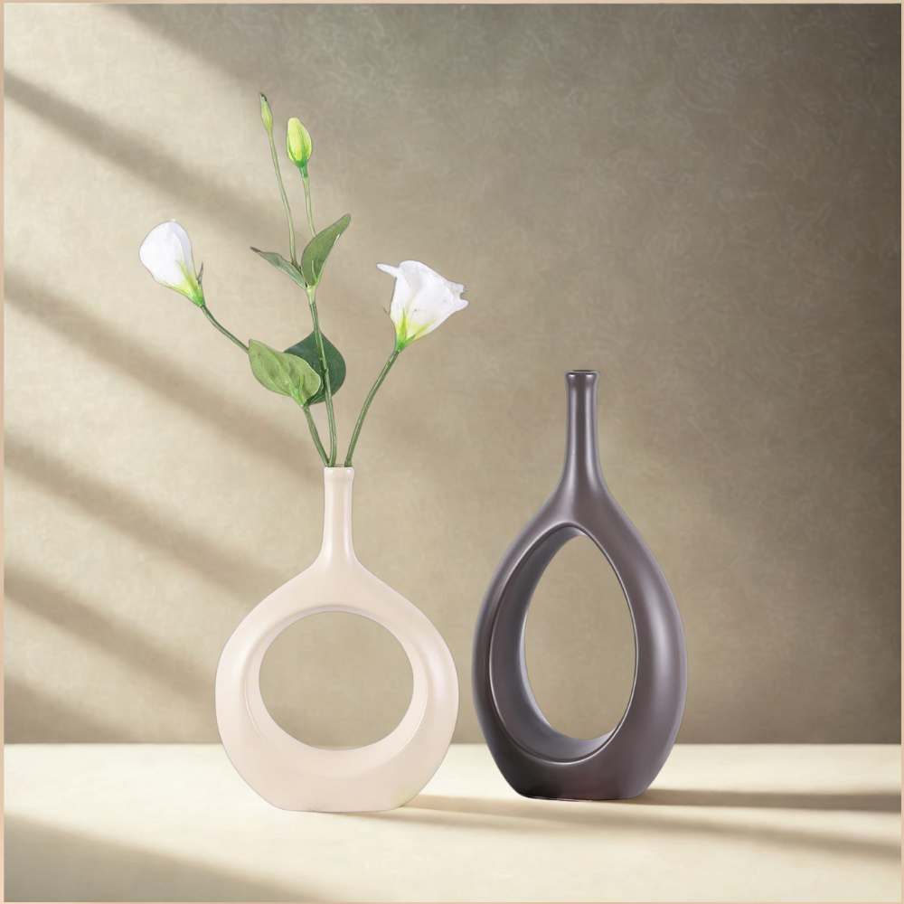 Modern Minimalist Ceramic Vases Cozy Home Accent Living Room Decor Set