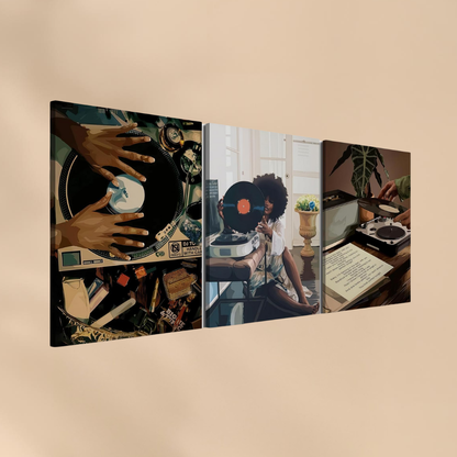 Retro Vinyl Record Wall Art Set Cozy Music Lover Home Decor For Chill Evenings