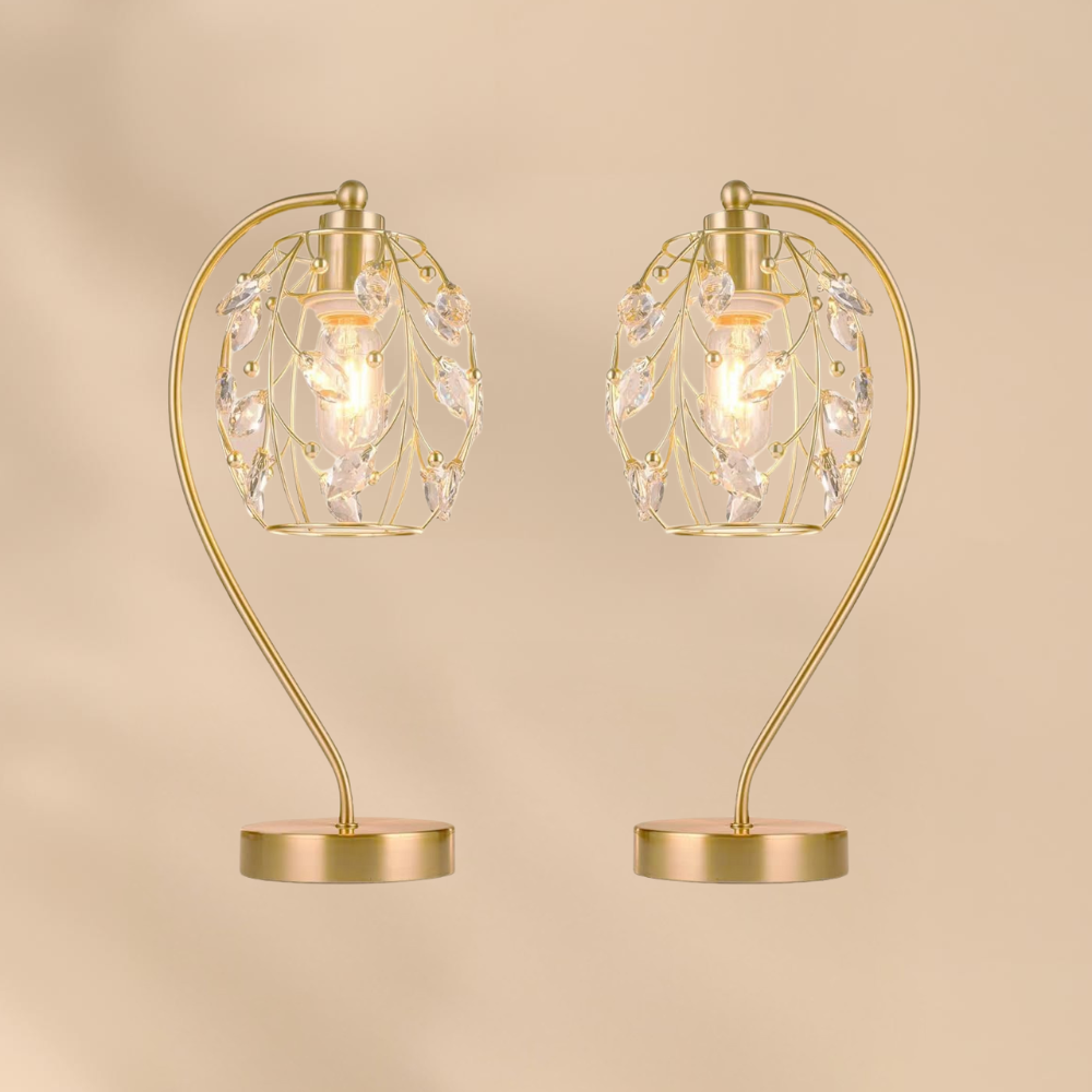 Golden Crystal Leaf Lamp Cozy Bedroom Light For Warm Calm Evenings Home Decor