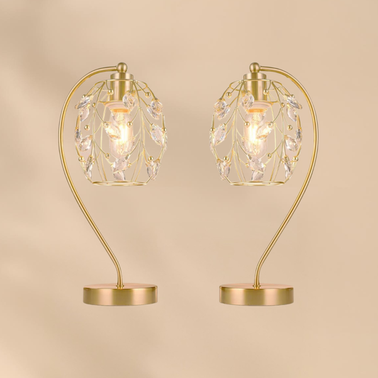 Golden Crystal Leaf Lamp Cozy Bedroom Light For Warm Calm Evenings Home Decor