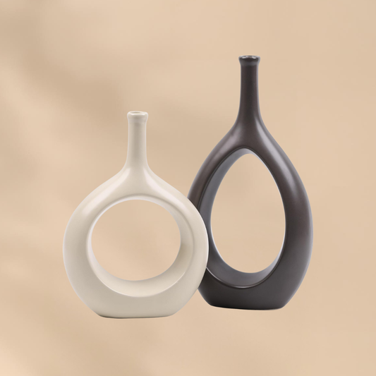 Modern Minimalist Ceramic Vases Cozy Home Accent Living Room Decor Set