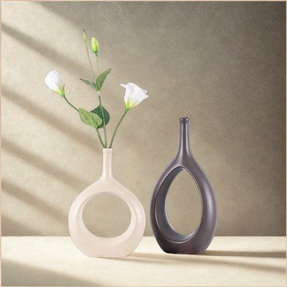 Modern Minimalist Ceramic Vases Cozy Home Accent Living Room Decor Set