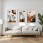 Boho Abstract Canvas Wall Art Set Cozy Living Room Warm Minimal Home Decor
